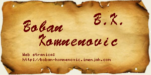 Boban Komnenović vizit kartica